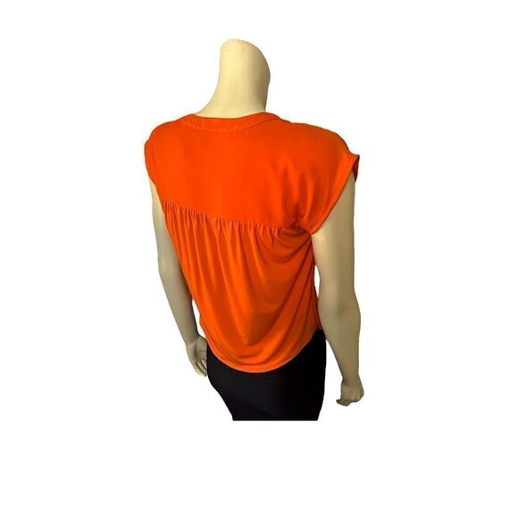 NWT Ann Taylor Orange V-Neck Top with Capped Sleeves Size XXSP - Picture 5 of 8